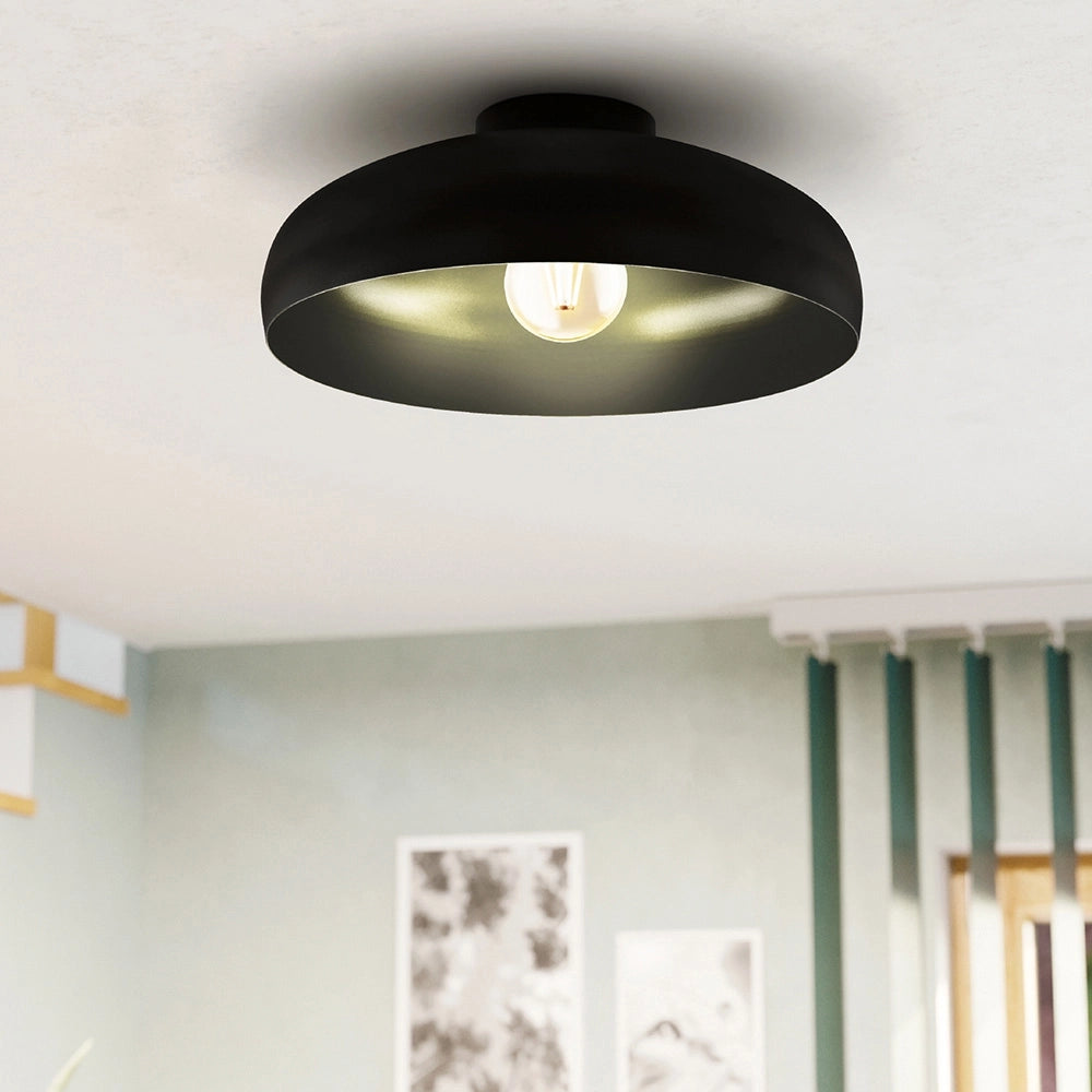 Plafoniera Contemporanea Mogano 1 Luce Acciaio Nero