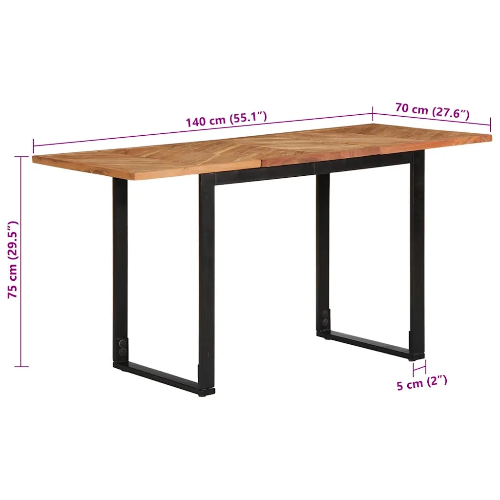 Tavolo da Pranzo 140x70x75 cm in Legno Massello di Acacia 373617