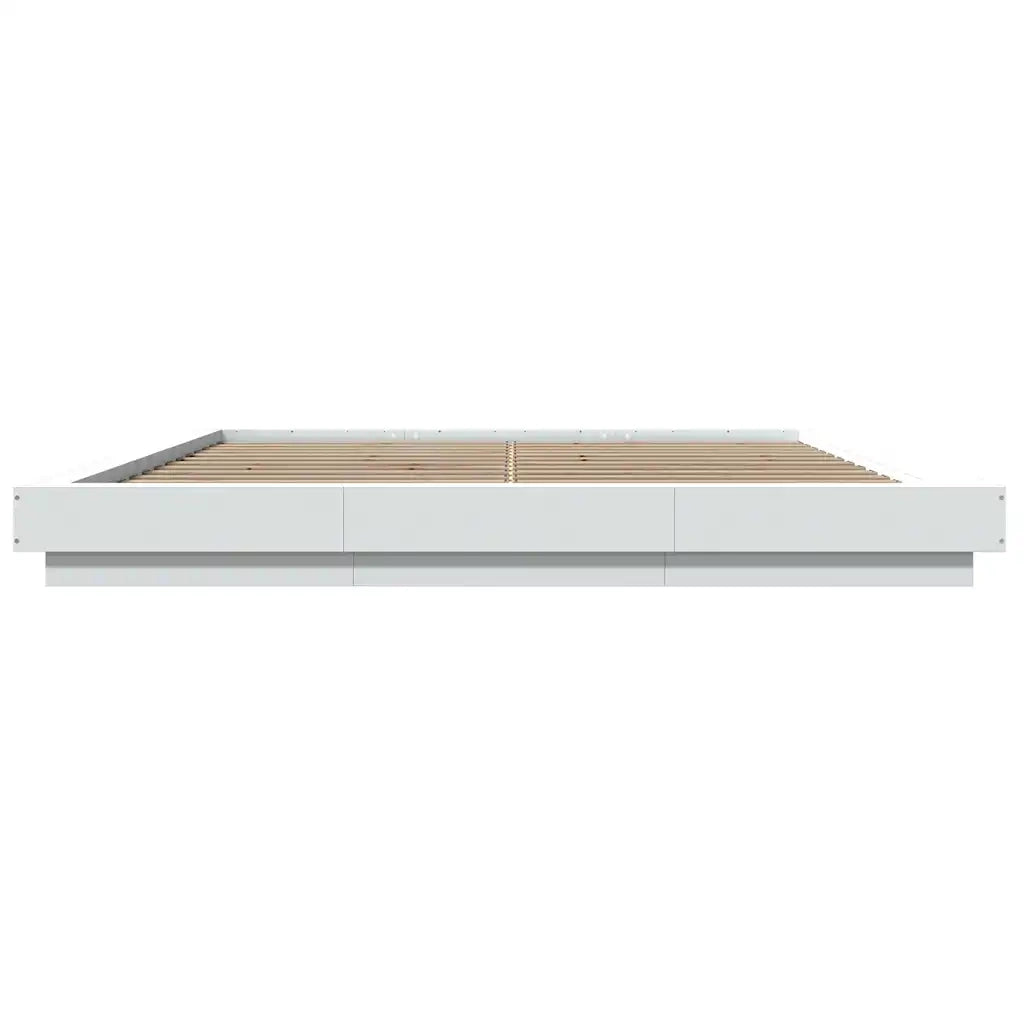 Giroletto con Luci LED-Struttura Letto Bianco 180x200 cm in Legno Multistrato