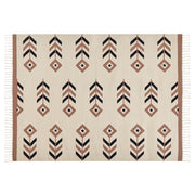 Tappeto Kilim Beige e Nero in cotone 140 x 200 cm a pelo basso Rettangolare reversibile Soggiorno moderno Camera da letto