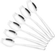 Set di Cucchiaini e Forchette in Acciaio Inossidabile - 6 Stuks - Duraturo - Per Insalata/Frutta/Gelato - Leggero e Salutare - Utensili da Cucina