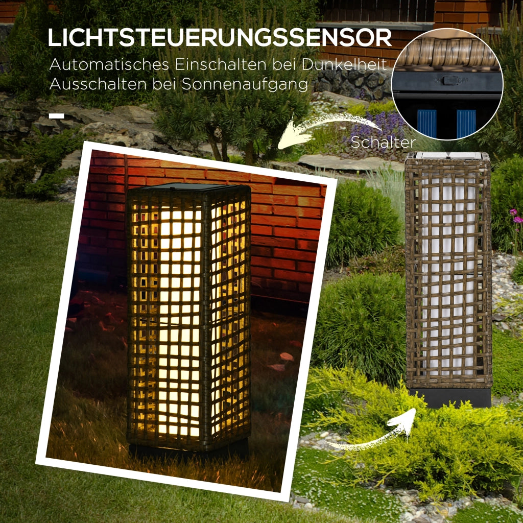 Lampada Da Esterno In Rattan Effetto Naturale 15,5 X 15,5 X 46 Cm Sabbia Per Giardino E Terrazza