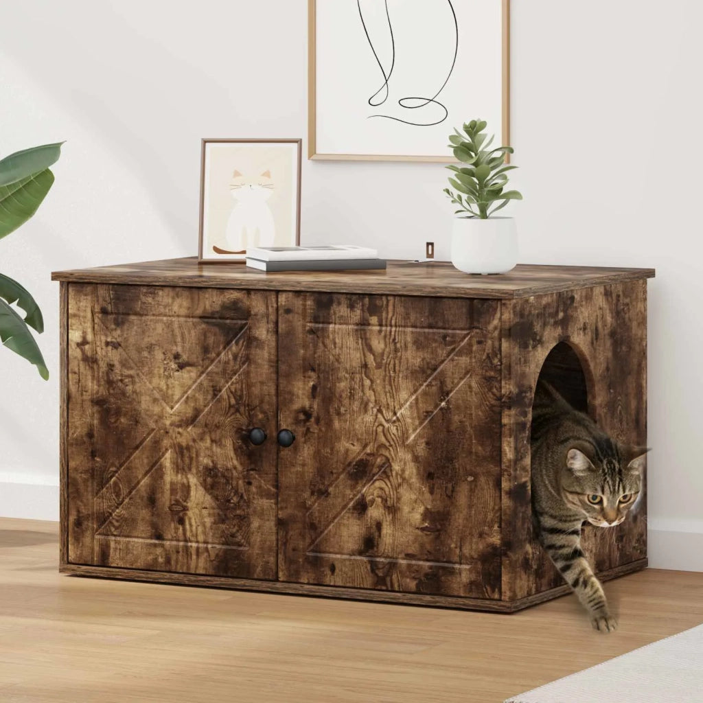 Casa per Gatti Rovere fumé 85 x 55 x 50 cm Legno multistrato
