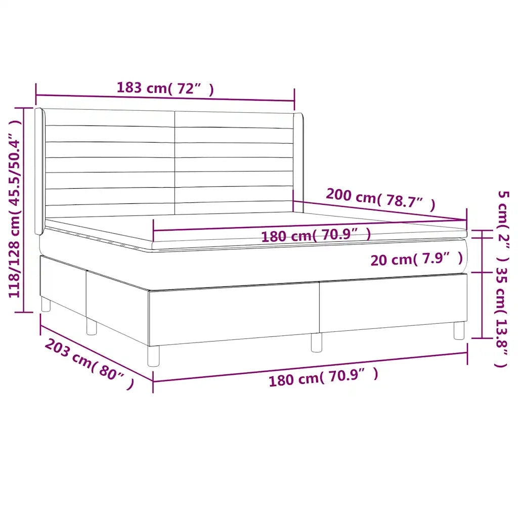 Letto a Molle con Materasso e LED Blu Scuro 180x200 cm 3139641