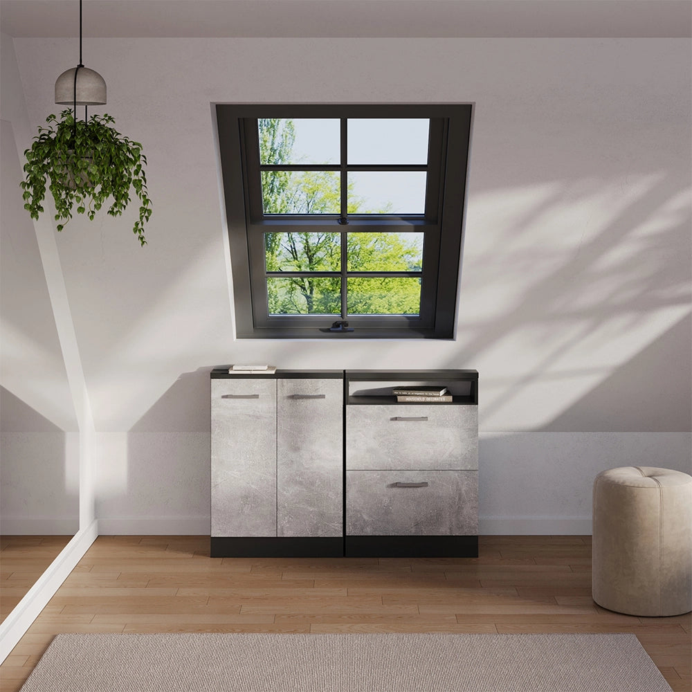 Mobile sottotetto Rion Calcestruzzo/Antracite con 2 porte Vicco