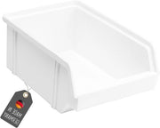 Scatola di stoccaggio in plastica bianca 60 x 100 x 150 mm - Made in Germany - per officina, laboratorio, magazzino e garage - cassa di ordinamento per viti, chiodi e piccoli componenti