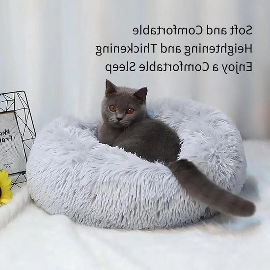 Letto per cani e gatti 60 cm - morbido - lavabile - colore grigio chiaro