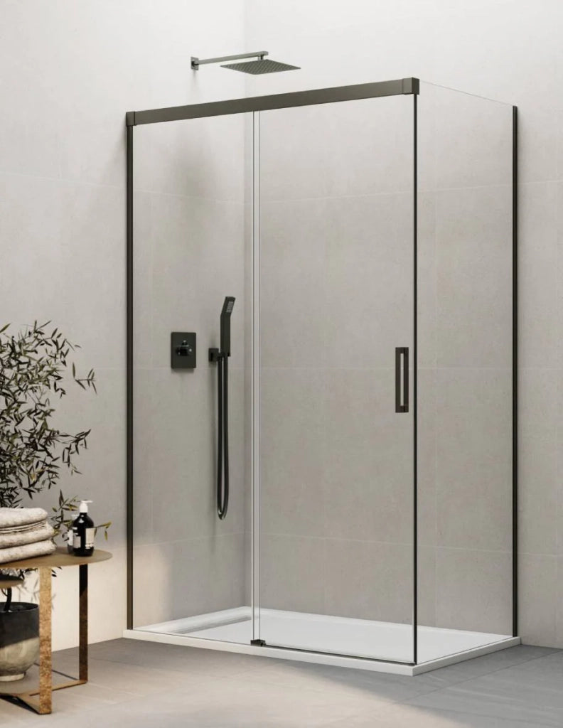 Box doccia THALASSA (BASIC) 1+1 con lato fisso laterale 165x90 cm Titanio vetro trasparente