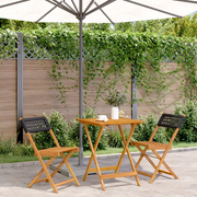 Set da Bistrot 3 pz Nero in Polyrattan e Legno Massello 3281754
