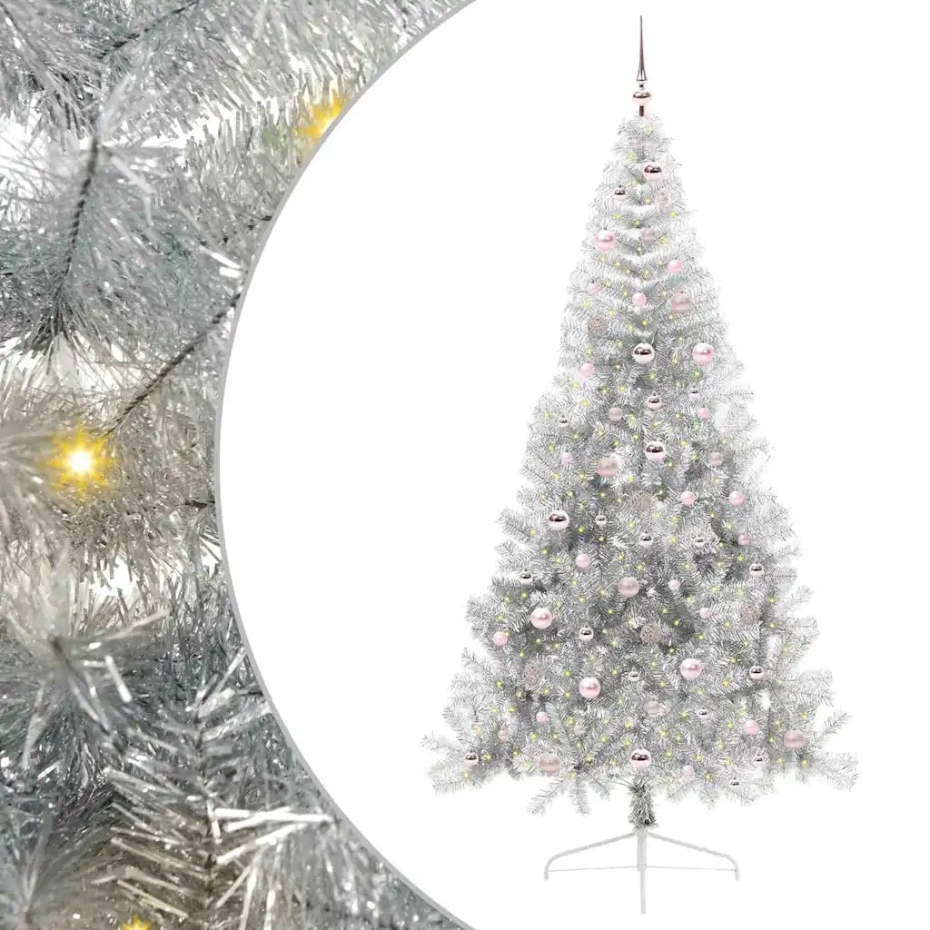 Albero di Natale artificiale con luci integrate Argento 240 cm