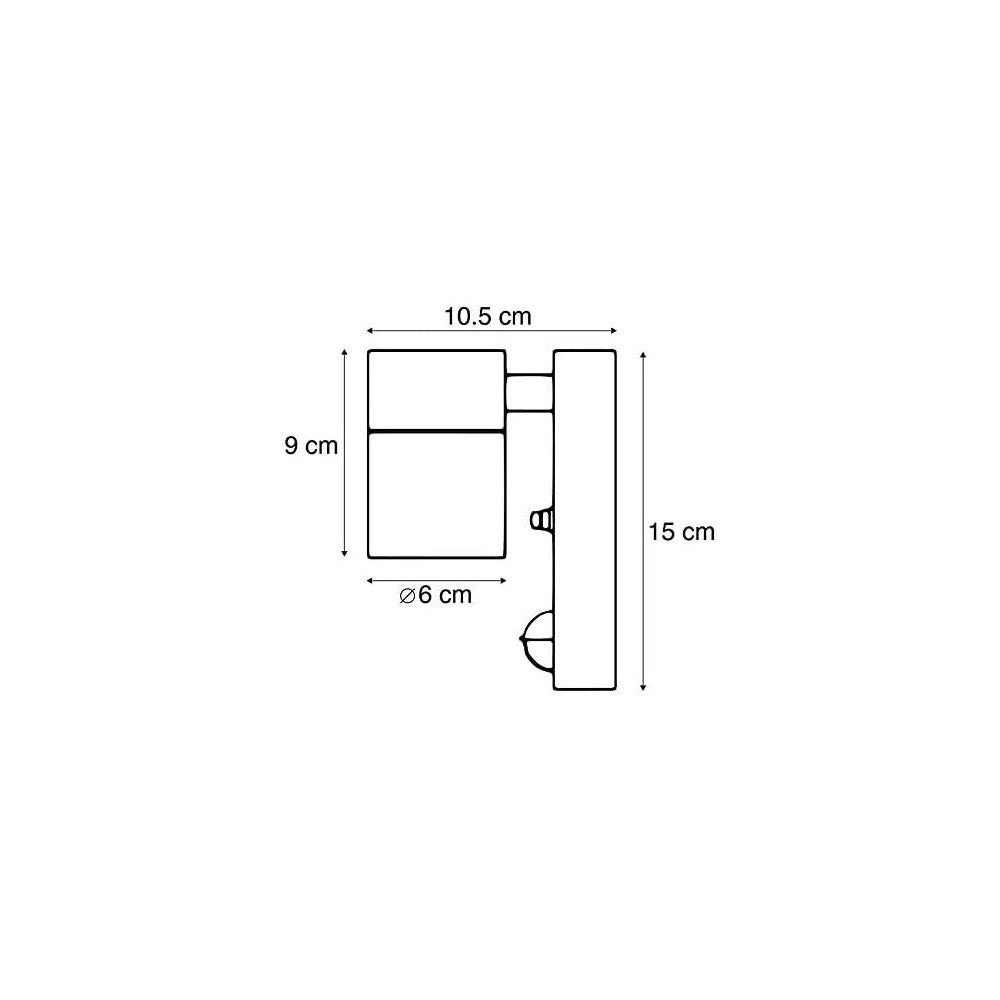 Trade Shop - Applique Lampada Da Parete Corpo In Alluminio Con Sensore Movimento Gu10 Ip44 -