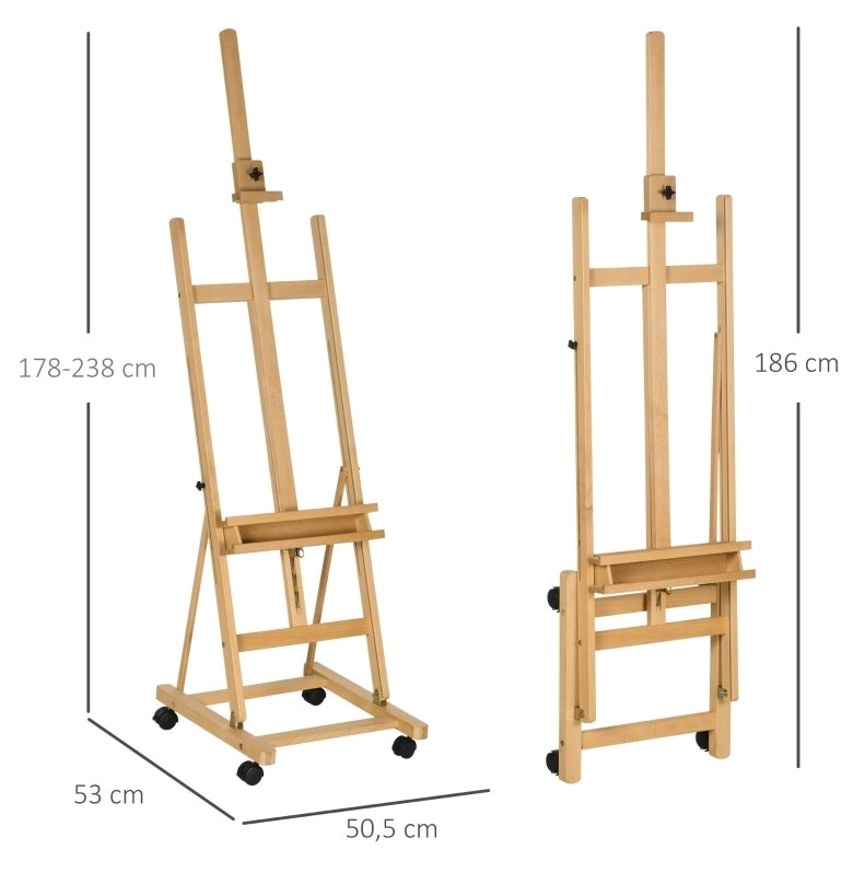 Cavalletto da studio in legno regolabile con ruote