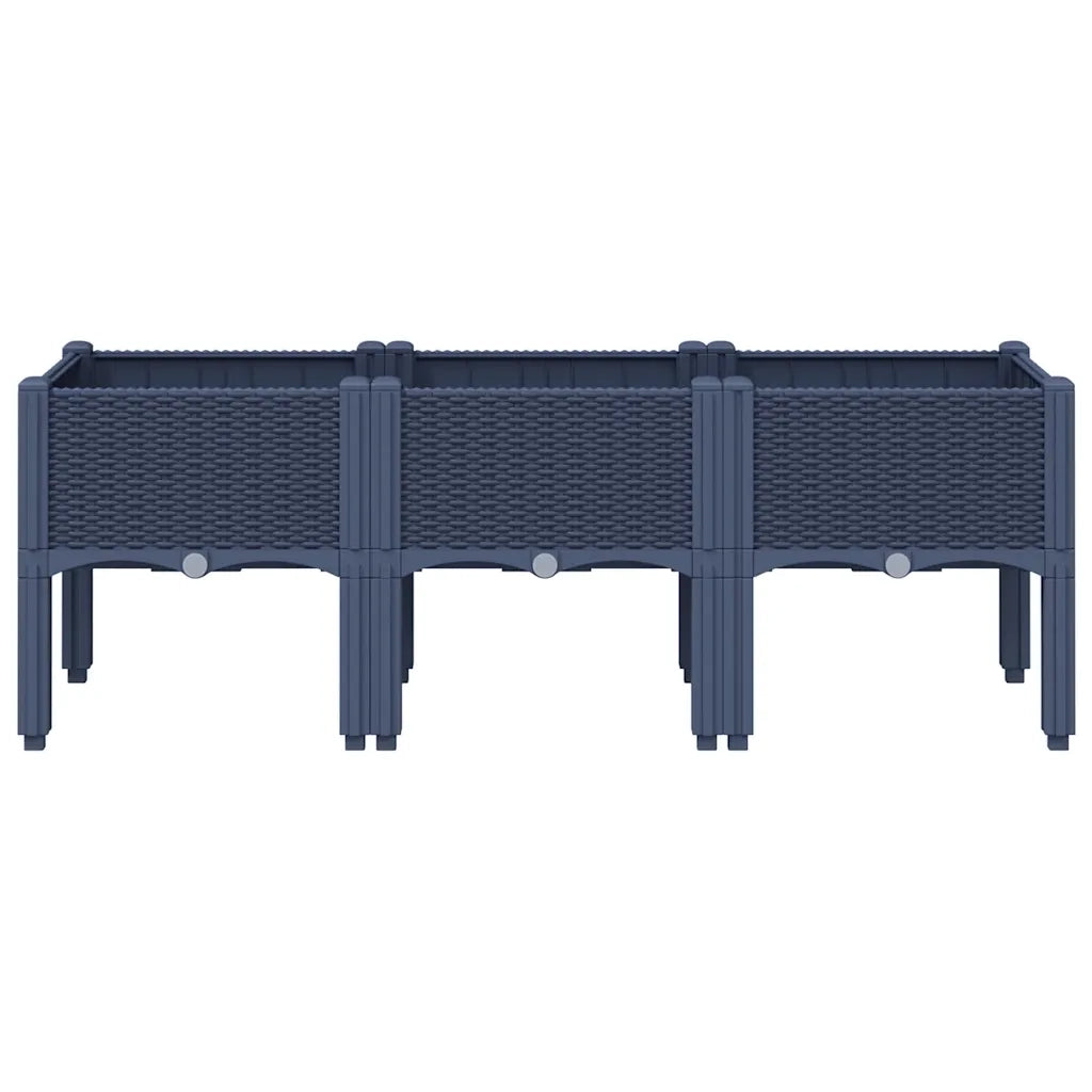 Fioriera da Giardino con Gambe Grigio Blu 120x40x42 cm in PP