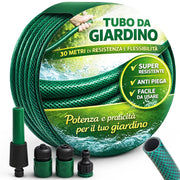 Tubo da Giardino 30 m Ø14mm per Irrigazione Max 6 bar 3 Giunti e 1 Spruzzatore