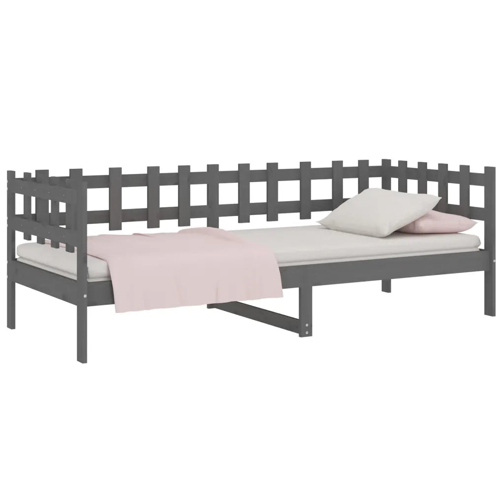 Letto singolo | Letto per adulti | Dormeuse Grigia 90x200 cm in Legno Massello di Pino