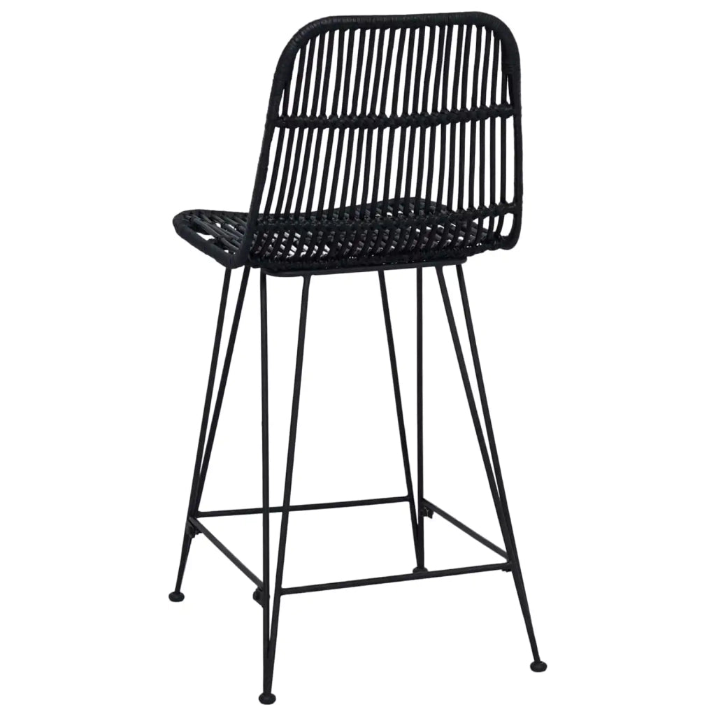 Sgabello da bar 2 pcs Nero 44 x 54 x 96 cm Rattan e acciaio