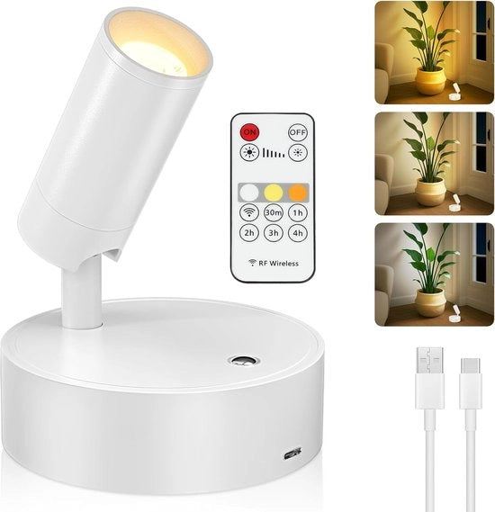 Spot Luce per Piante, Lampada LED da Parete con Timer e Dimmer, Accensione Fotovoltaica, Illuminazione da Soggiorno con Funzione di Ritardo