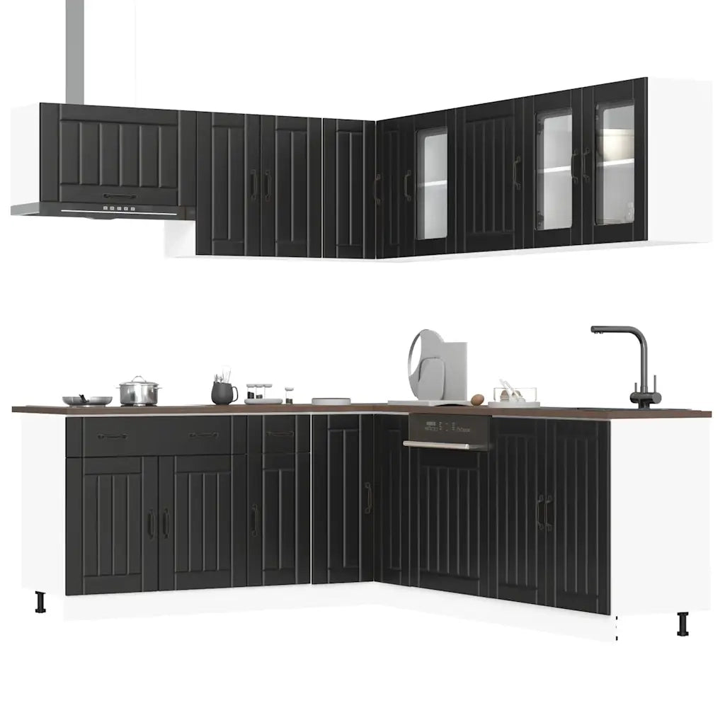 Set Mobili da Cucina 11 pz Lucca Neri Legno Multistrato