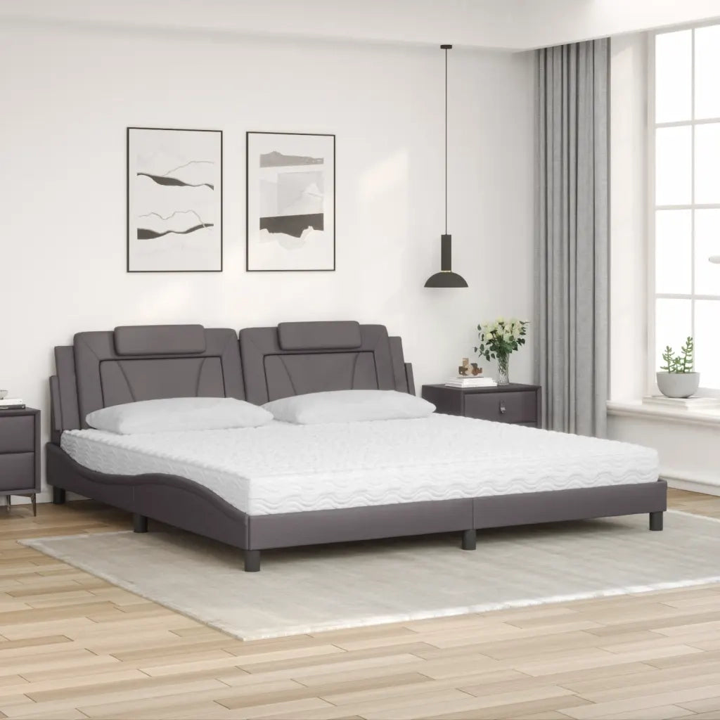 Letto Viana con Materasso Grigio 200x200 cm in Similpelle 3208820
