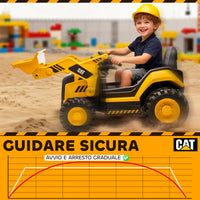 Ruspa Elettrica per Bambini 3-6 Anni Marchio Ufficiale Caterpillar 12V con Telecomando Giallo