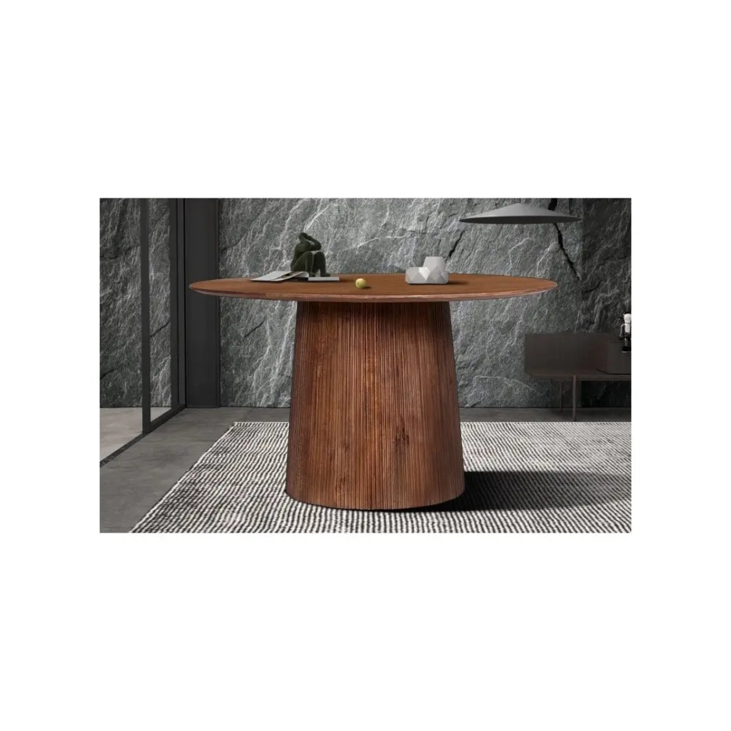 Tavolo rotondo collezione RIMBAUD effetto legno marrone chiaro diametro 130 cm