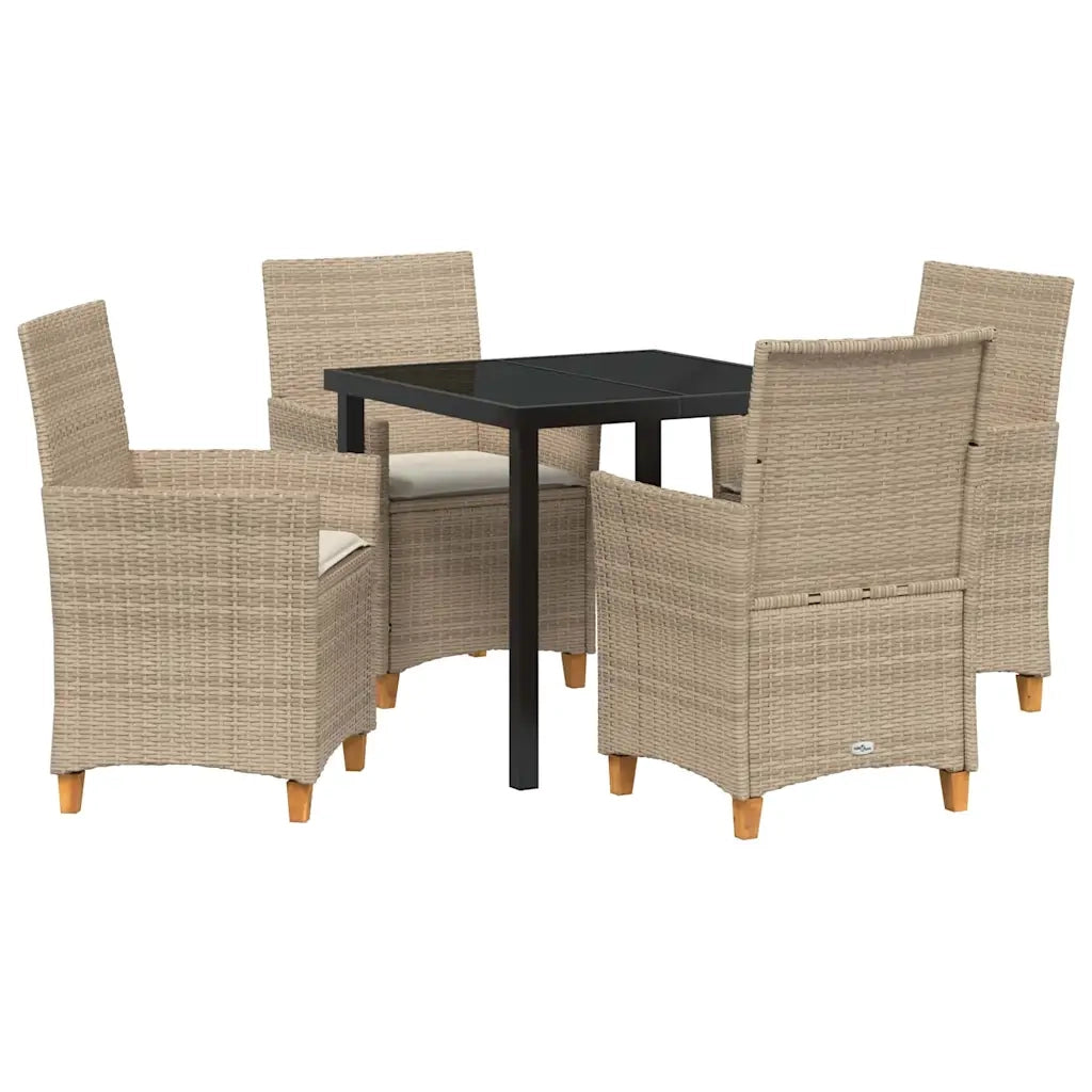 Set da Pranzo per Giardino 5 pcs Beige polyrattan 3381080