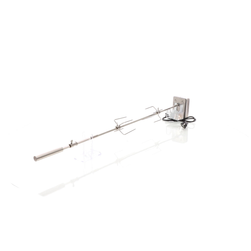 Girarrosto da barbecue 97 cm 230 V, Spiedo in acciaio inox con 2 forchettoni carne
