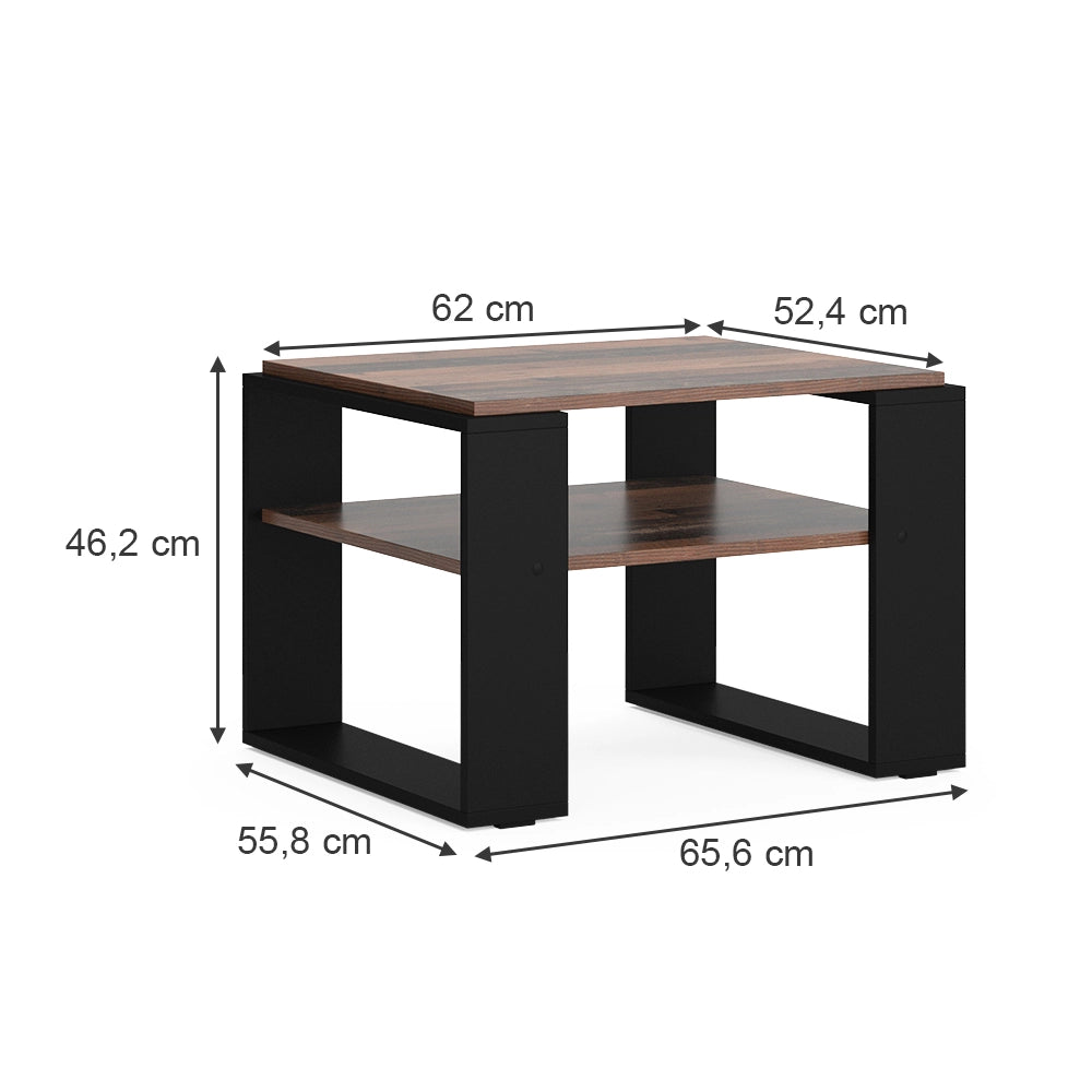 Vicco Tavolino da salotto Legno antico 65.6 x 55,8 cm con ripiano
