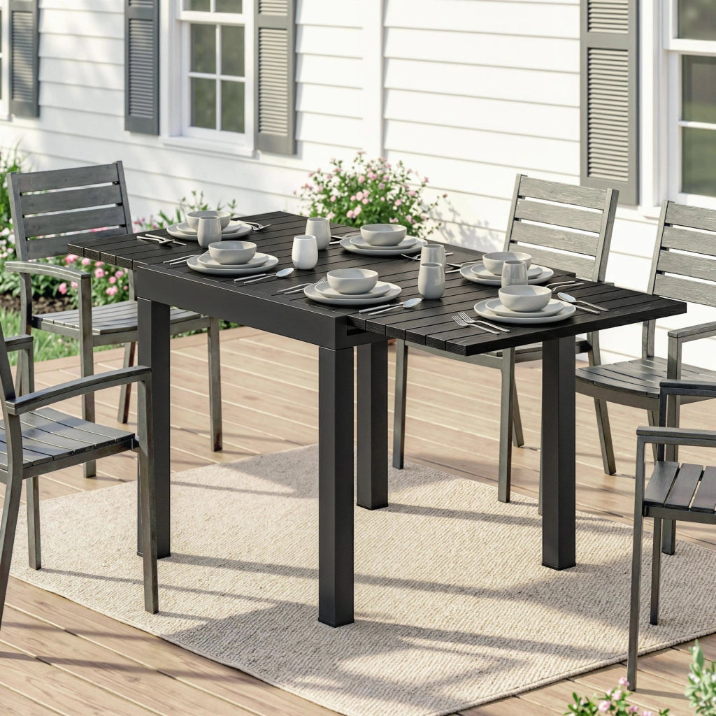Tavolo da pranzo allungabile esterno ¨C zephmum ¨C effetto legno, nero, 80x160 cm