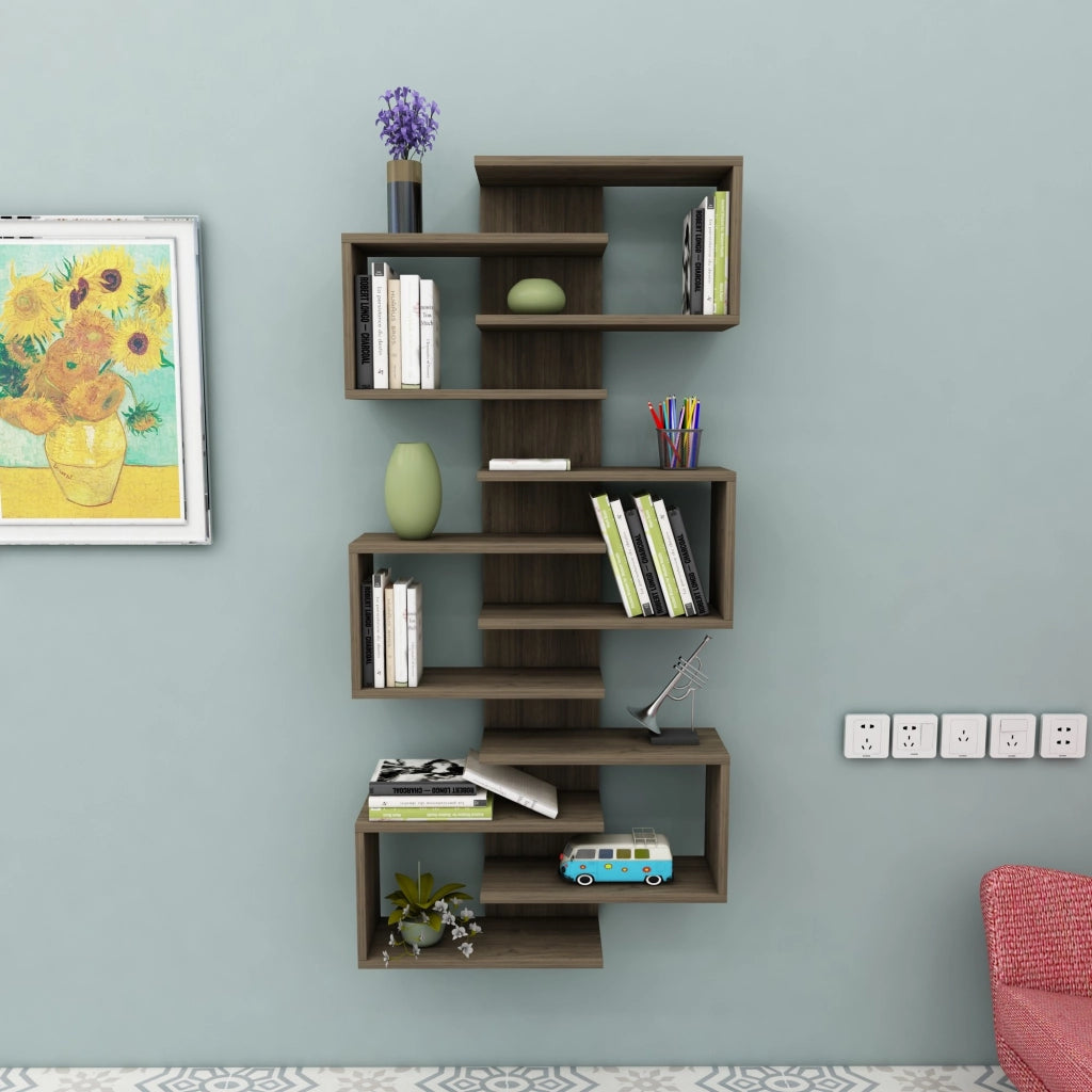 Libreria in legno "Lotus" - 75 x 21 x 161 cm - Noce