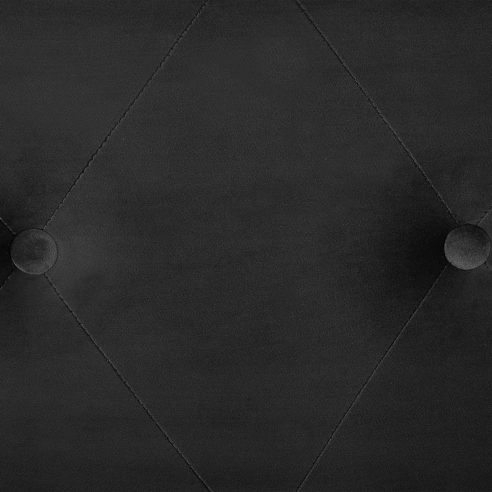 Comodino Sgabello Contenitore gambe nere imbottite in velluto Nero design a valigia con bottoni