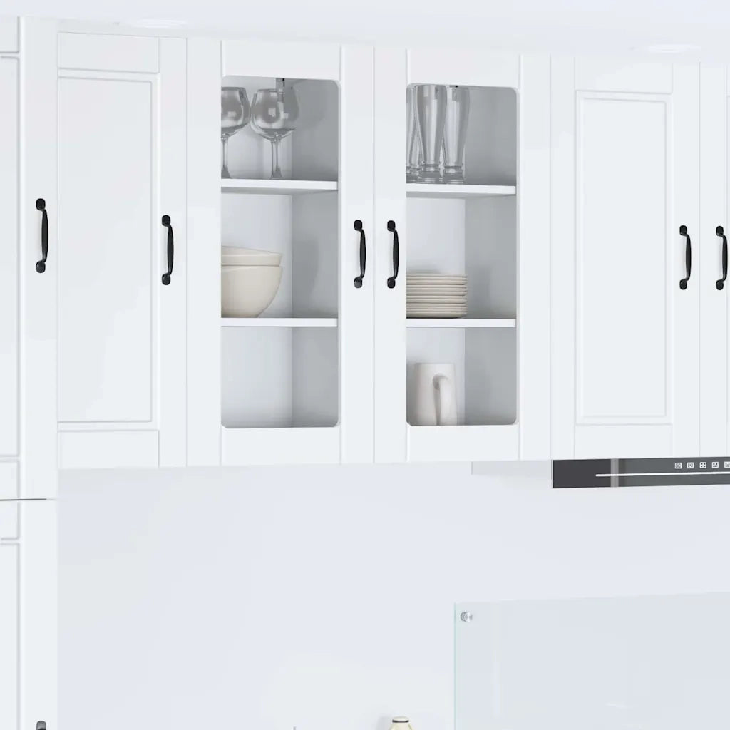 Pensile da cucina | Mobile in vetro da parete PORTO Bianco 40 x 31 x 80 cm