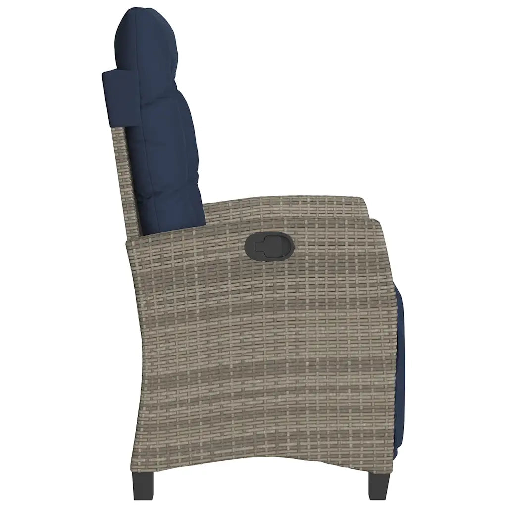 Sedia Reclinabile da Giardino | Sedie da Esterno con Poggiapiedi Grigia Polyrattan