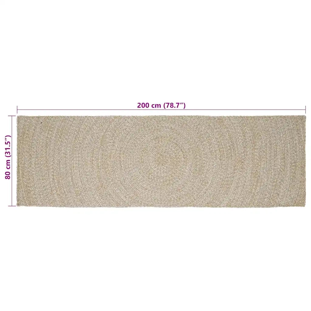 Tappeti per area Naturale e Bianco 80 x 200 cm Juta