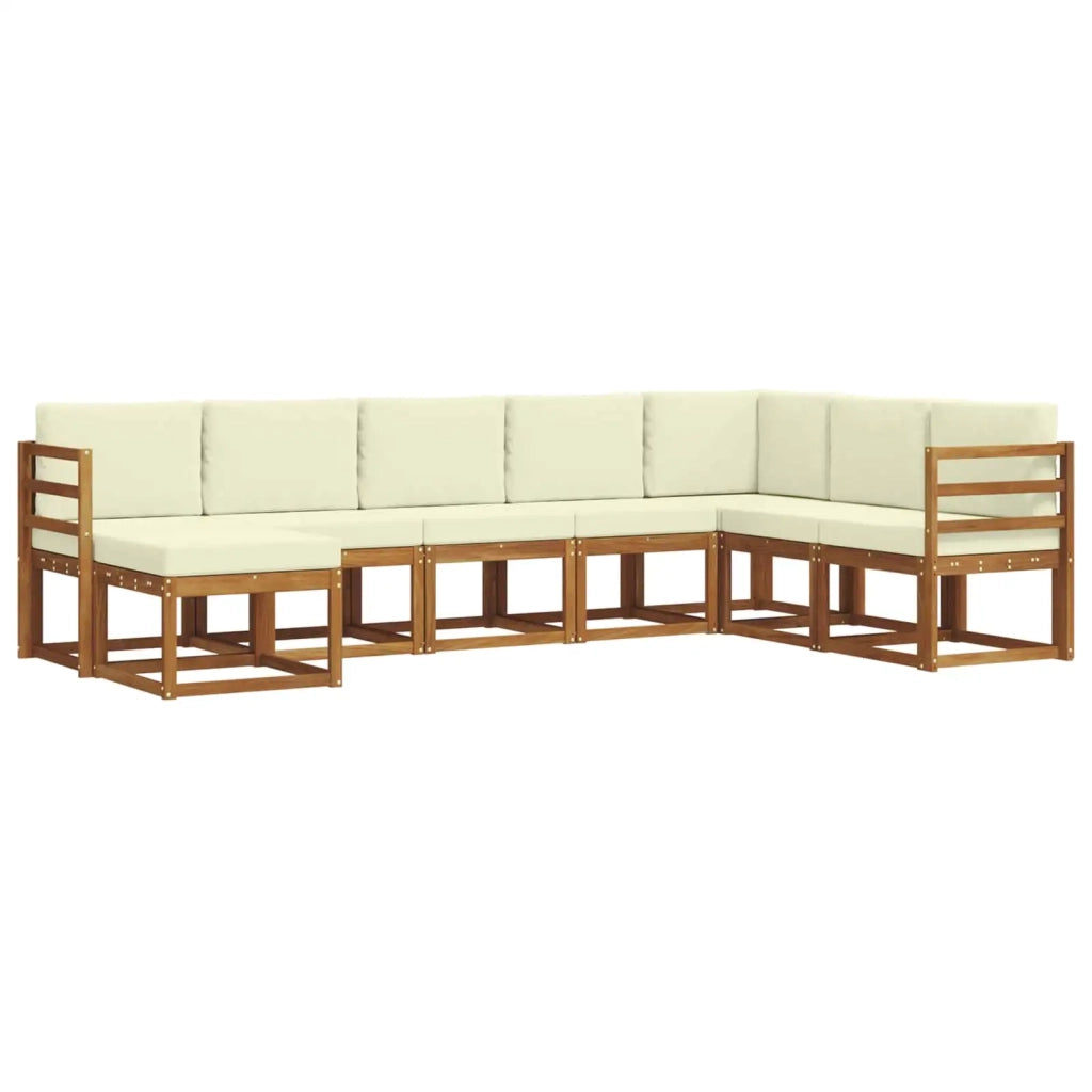 Set di divani da esterno con cuscino 8 pcs Naturale e Crema