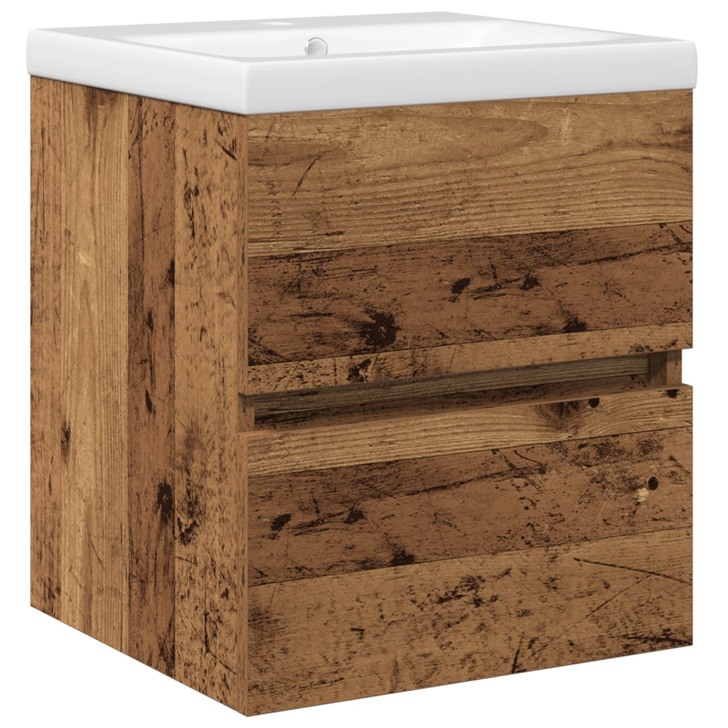 Mobile con Lavabo Integrato in Rovere Nero in Legno Compatto