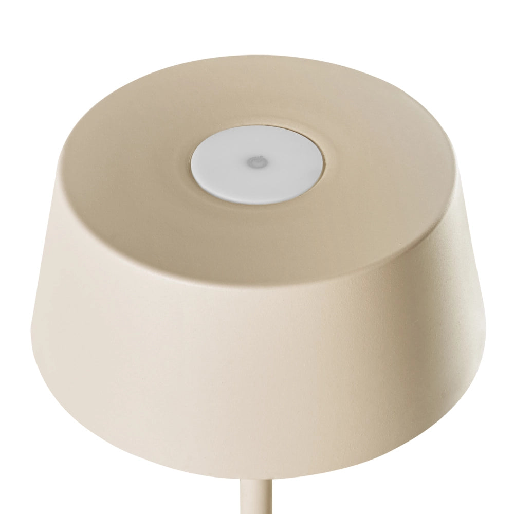 Lampada da tavolo wireless beige in metallo da interno ed esterno con porta USB C ricaricabile