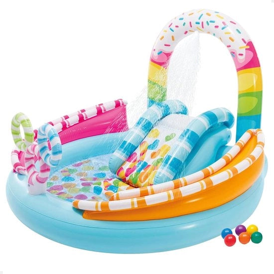 Centro di gioco per bambini con piscina e scivolo - 170x168x122 cm - Centro di gioco con getto d'acqua