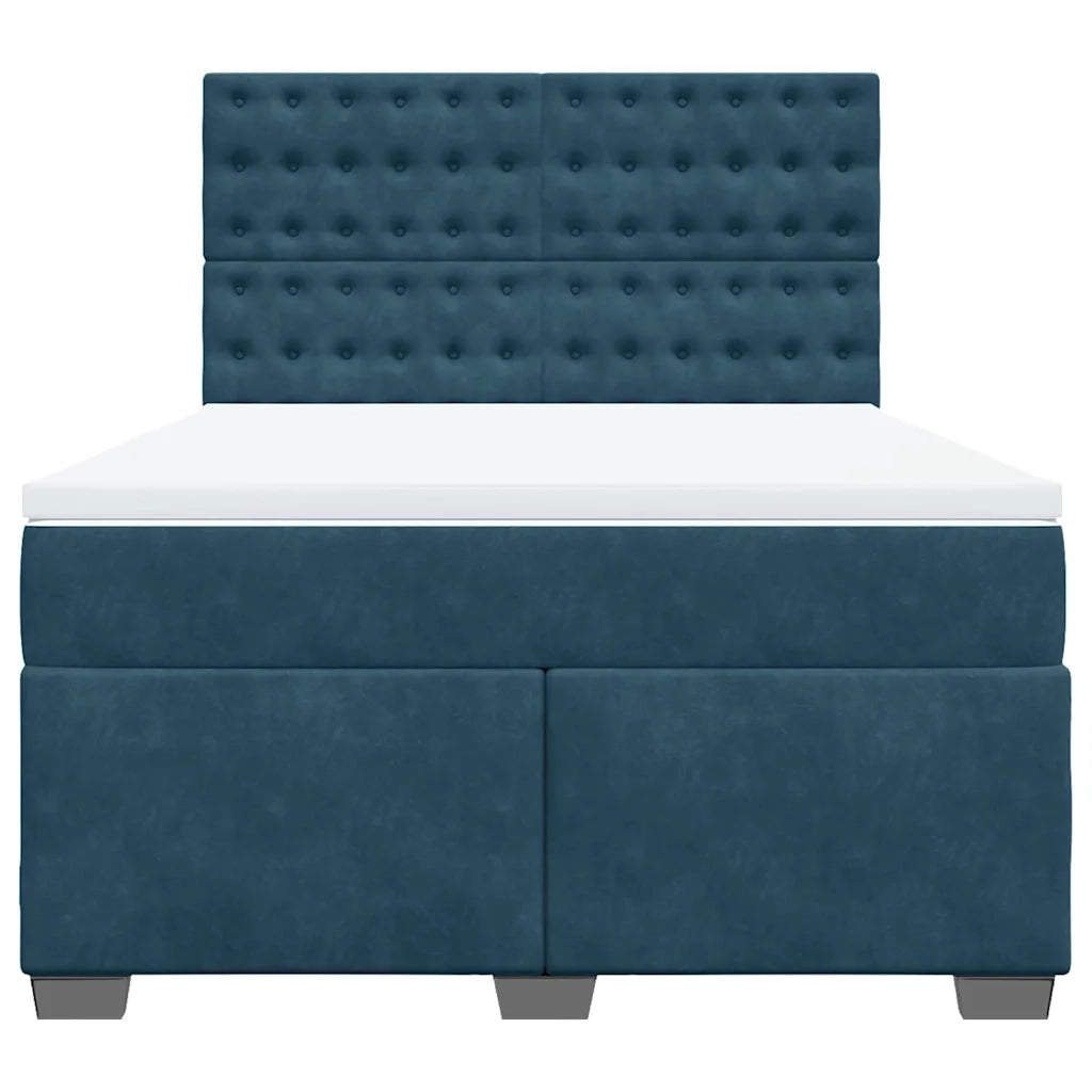 vidaXL Giroletto a Molle con Materasso Blu 160x200 cm in Velluto