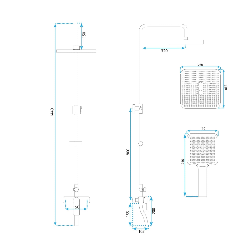 Set Doccia Rea Argus Black Matt