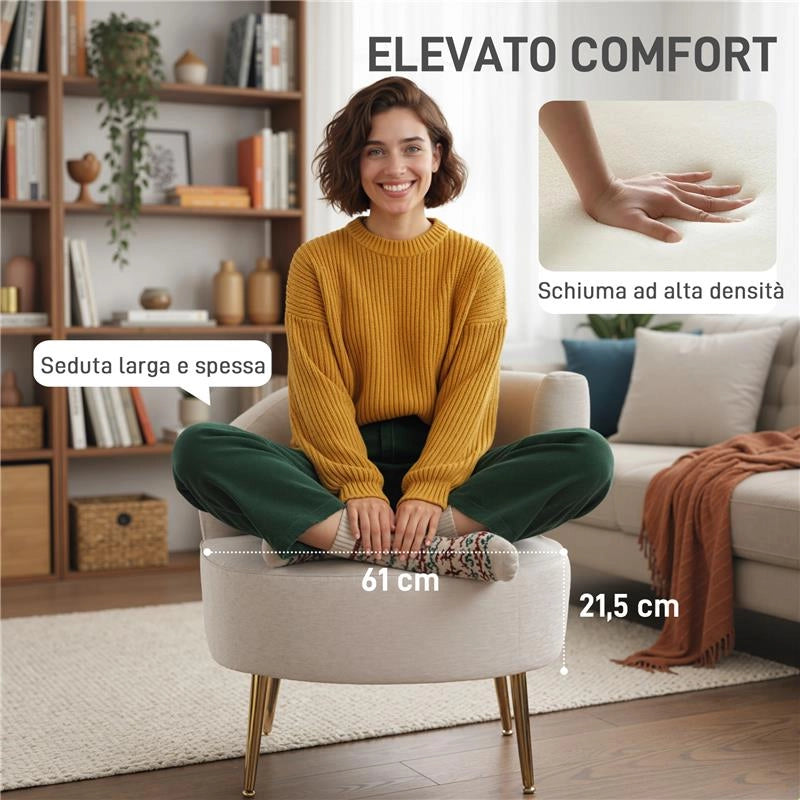 SEDIA MODERNA RIVESTITA IN CHENILLE BIANCO CREMA CON SCHIENALE AD ARCO, 69X65X67 CM