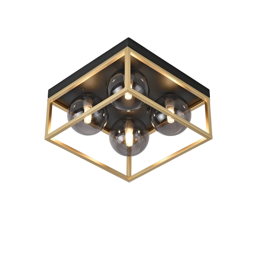 Lampada da soffitto Wattsidnes con 4 attacchi G9 metallo e vetro 15 x 28 x 28 cm nero e oro 03_0010270