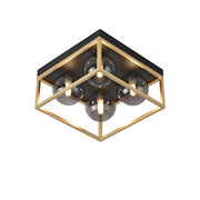 Lampada da soffitto Wattsidnes con 4 attacchi G9 metallo e vetro 15 x 28 x 28 cm nero e oro 03_0010270