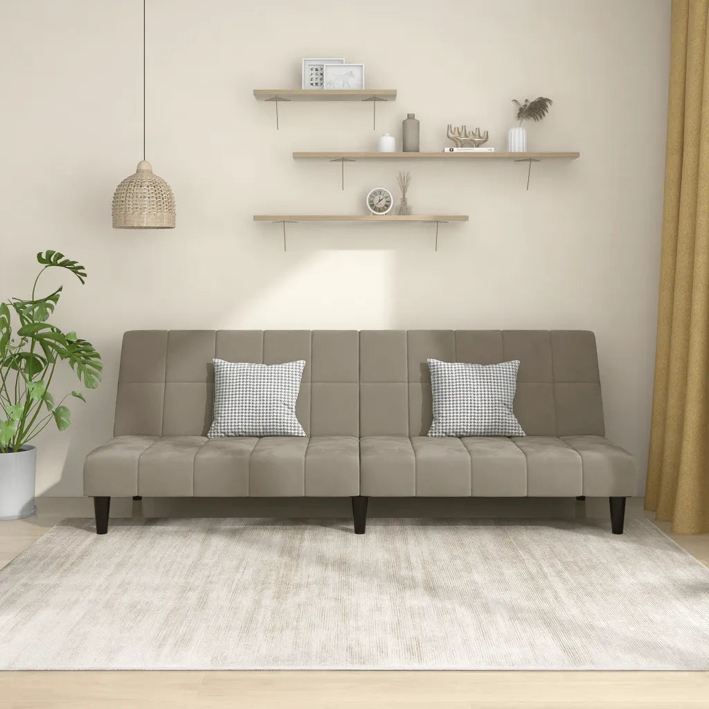 Divano letto | Sof¨¤ letto | Letto singolo a 2 Posti Grigio Chiaro in Velluto