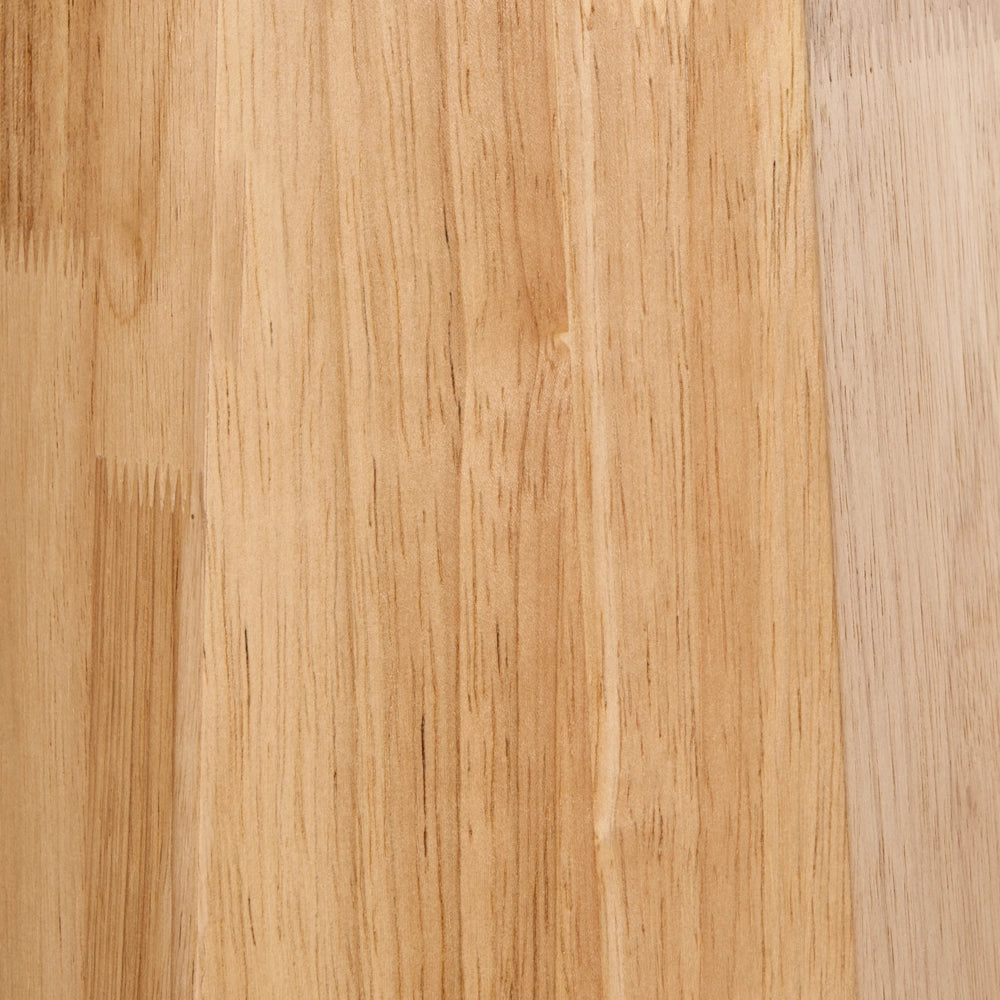 Lampada da terra moderna con paralume a tamburo in tessuto di lino e legno di gomma naturale