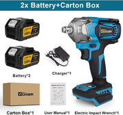 Chiave per martello elettrica - Chiave per martello elettrica con luce LED - Manico antiscivolo - 1200 W - Incluso: 2x Batteria, 1x Ricarica, 1x Accessorio di montaggio - Blu