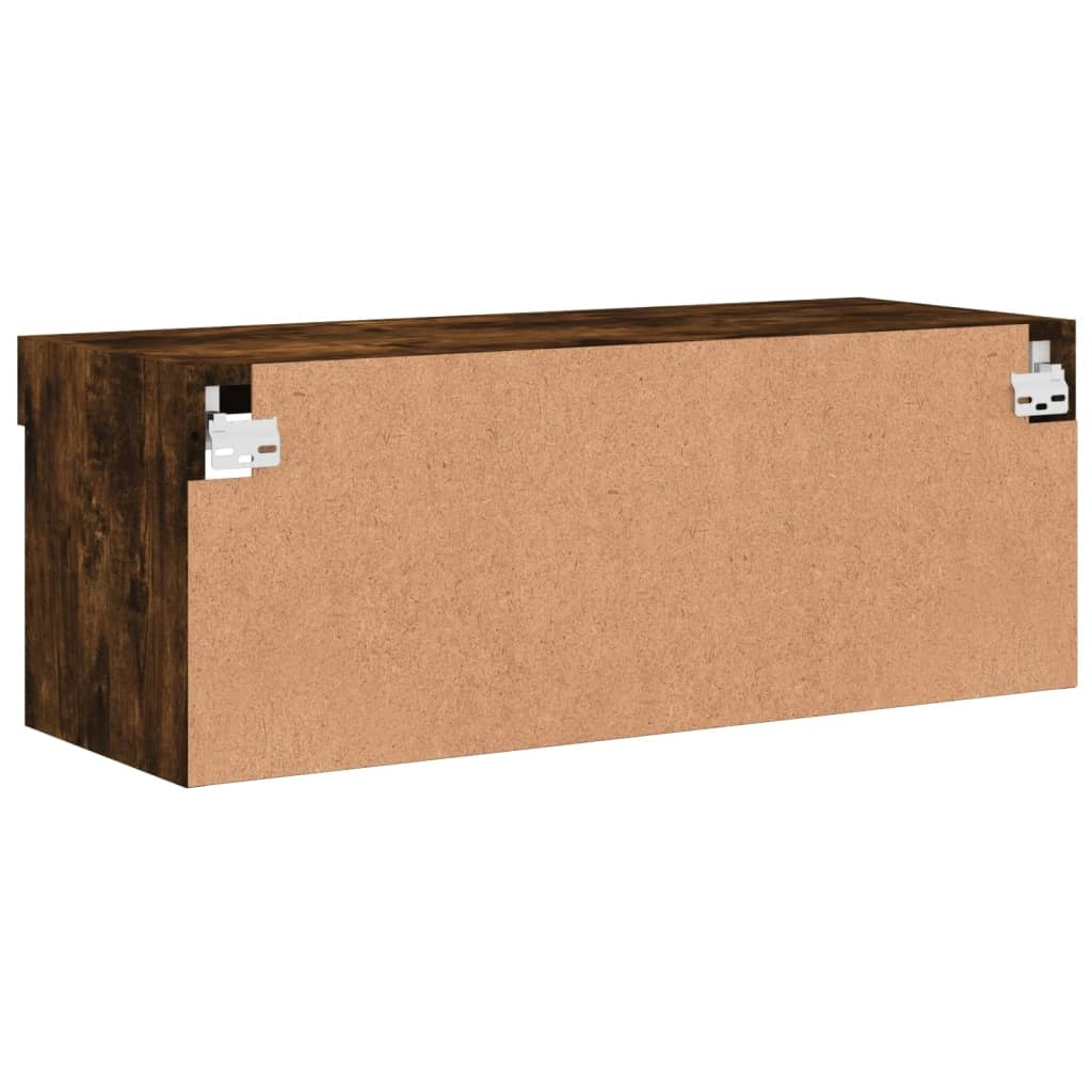Mobile TV multimediale scaffale TV credenza mobile TV per sala da pranzo soggiorno camera da letto con luci a LED rovere affumicato 80 x 30 x 30 cm marrone 02_0026746