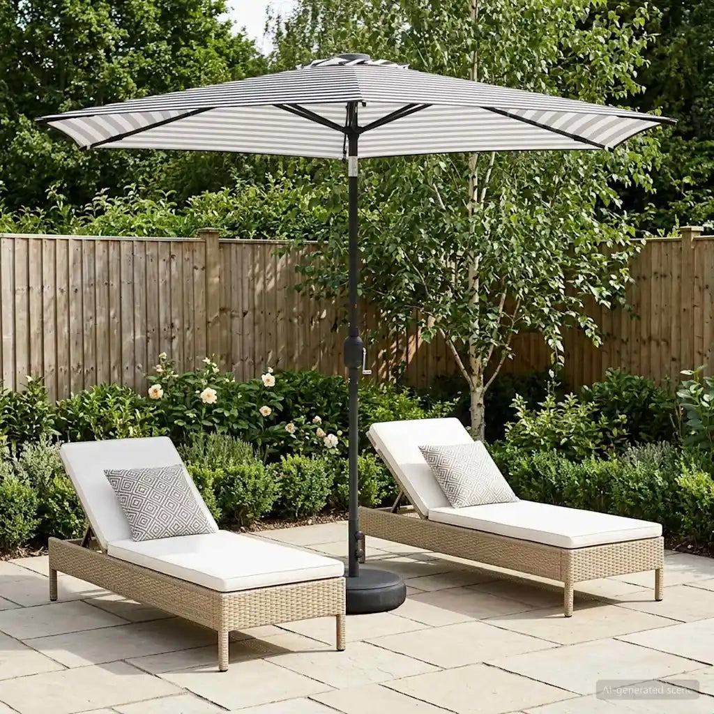 Parasol da giardino con luci LED e base 270 x 270 cm Poliestere 42036265