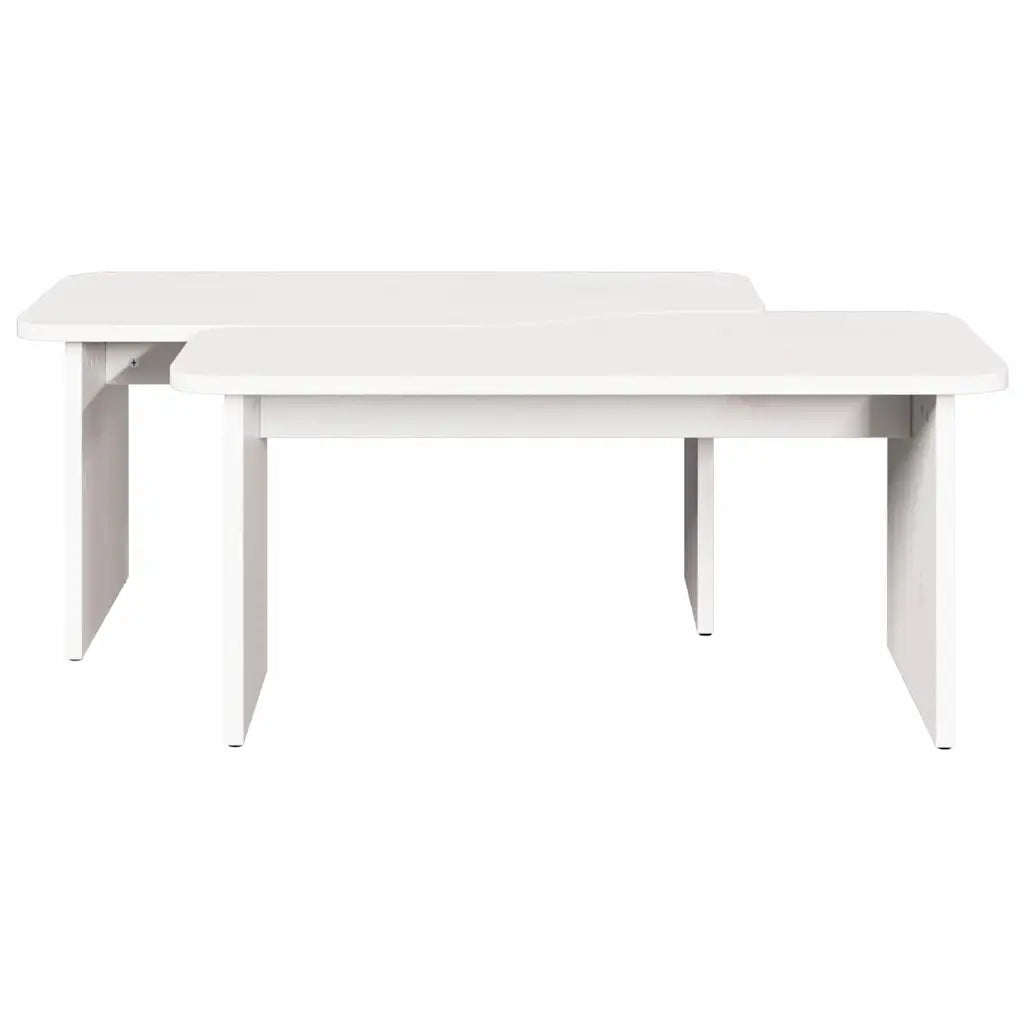 Tavolino da salotto 2 pcs Bianco Legno di pino massello 873524