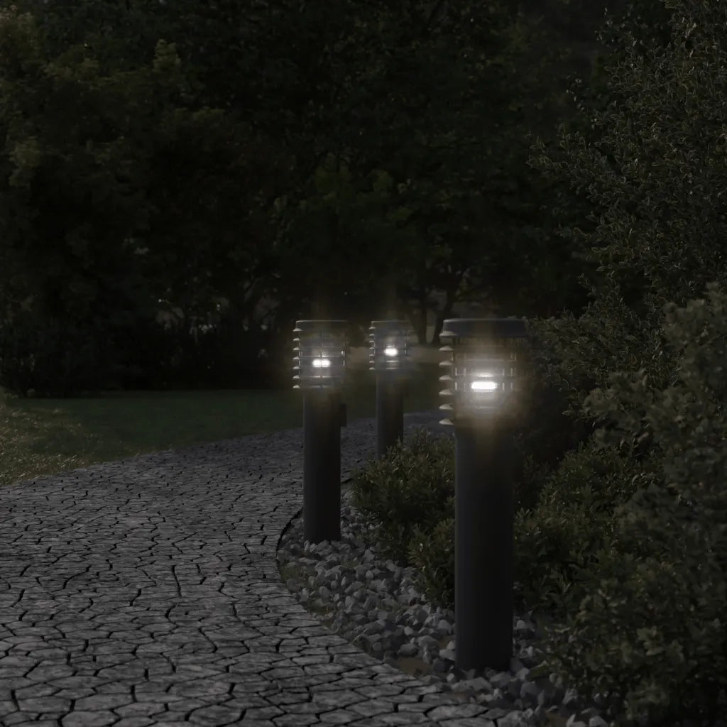 Lampade da Terra per Esterni con Presa 3 pz Nere 60 cm Acciaio 4006378